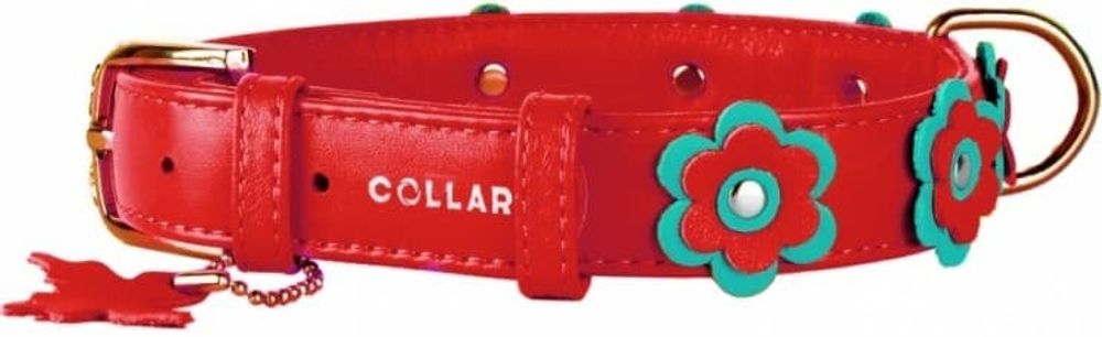 Ошейник "CoLLaR Glamour" с украшением аппликация (ширина 20мм, длина 30-39см) красный