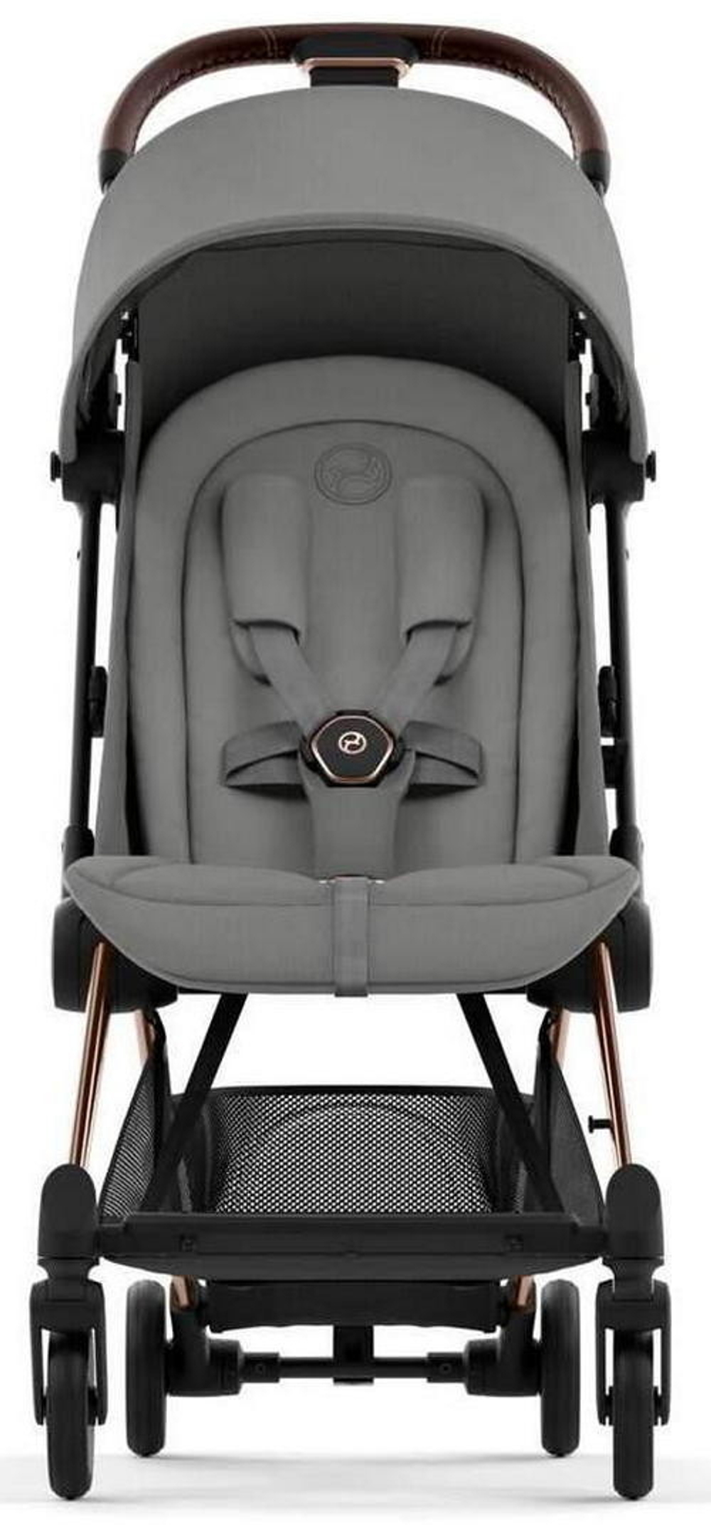 Коляска Cybex Coya Rosegold Frame Cloud T i-Size Sepia Black Plus Mirage Grey с дождевиком и бампером