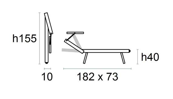 Шезлонг-лежак металлический 501 Relax, серебристый, слоновая кость