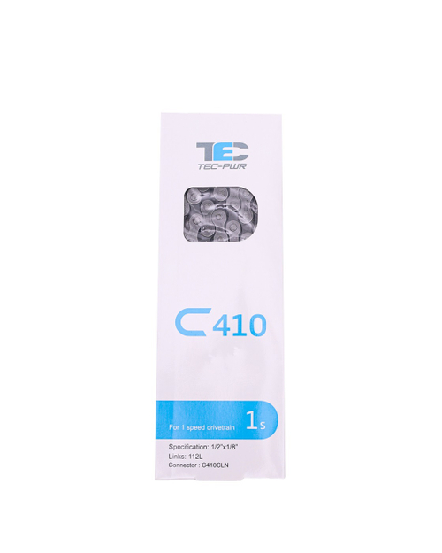 Цепь TEC C410 для 1 скорости, 1/2" X 1/8" 112 звеньев, пин 8.4мм, с замком, тёмно-серая/чёрная