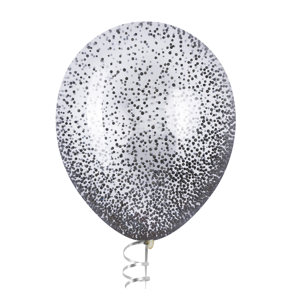 Шар с конфетти пенопласт, Черный 32 см (СГ-17)