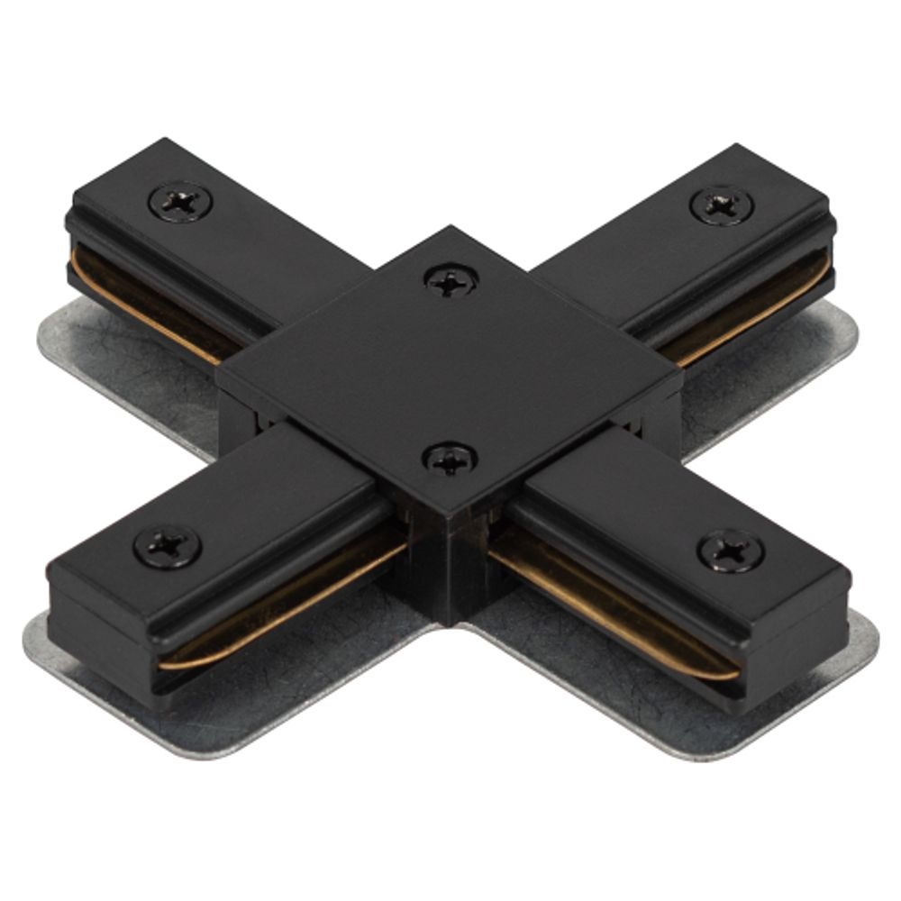 Коннектор питания ЭРА TR-1PA-СX BK для однофазного шинопровода X-образный черный | Однофазный шинопровод и аксессуары