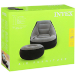 Кресло надувное Intex 68564 Ultra Lounge 137х102х79 см с пуфиком / Шезлонг надувной Интекс велюровый с подстаканником для дома и дачи