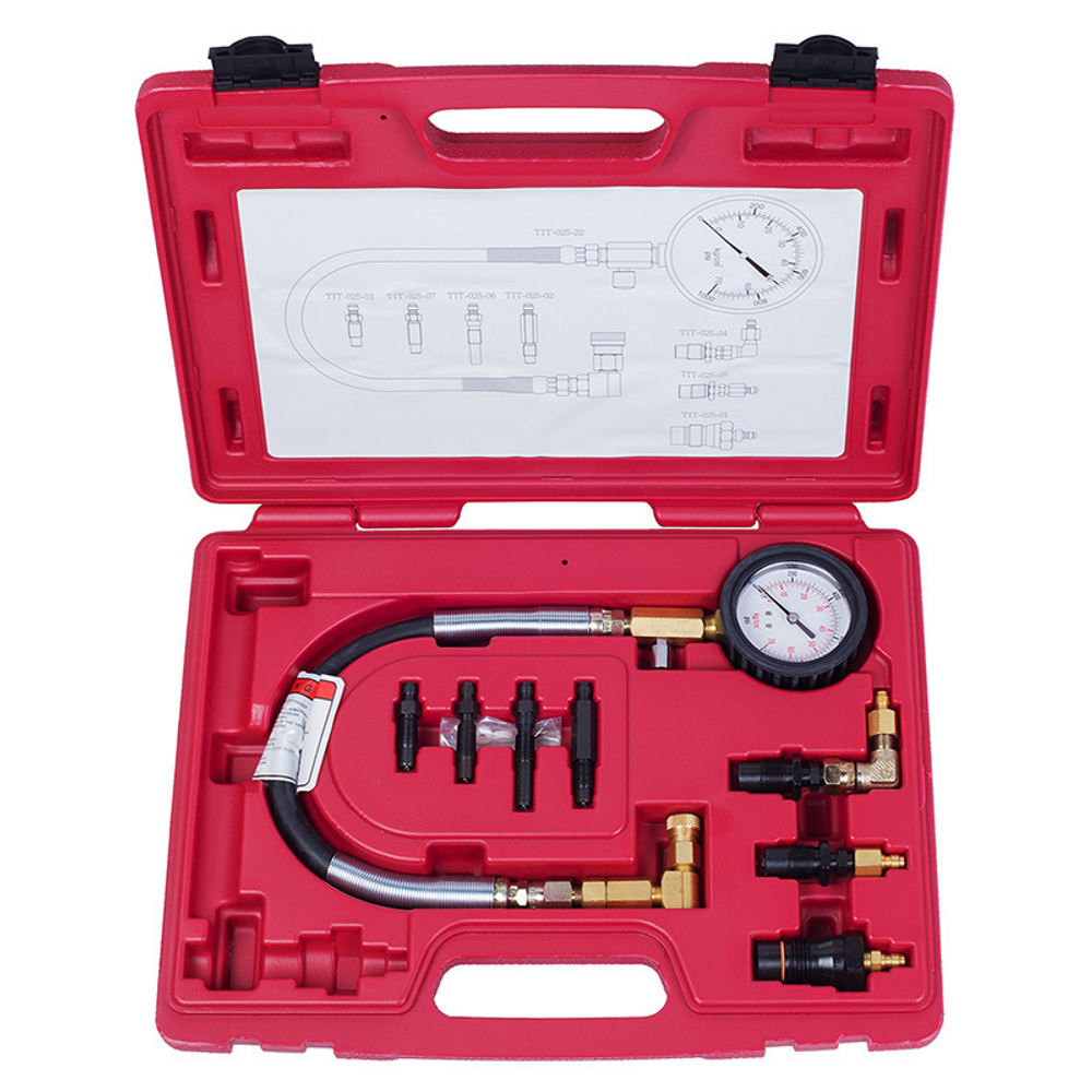 МАСТАК (120-11009C) Компрессометр дизельный, 0-70 атм, кейс, комплект адаптеров