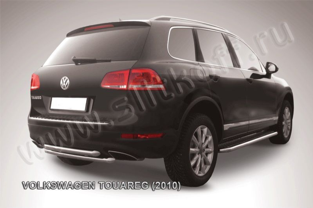 Защита заднего бампера (нержавейка) Volkswagen Touareg (2010-2014) d57+d57