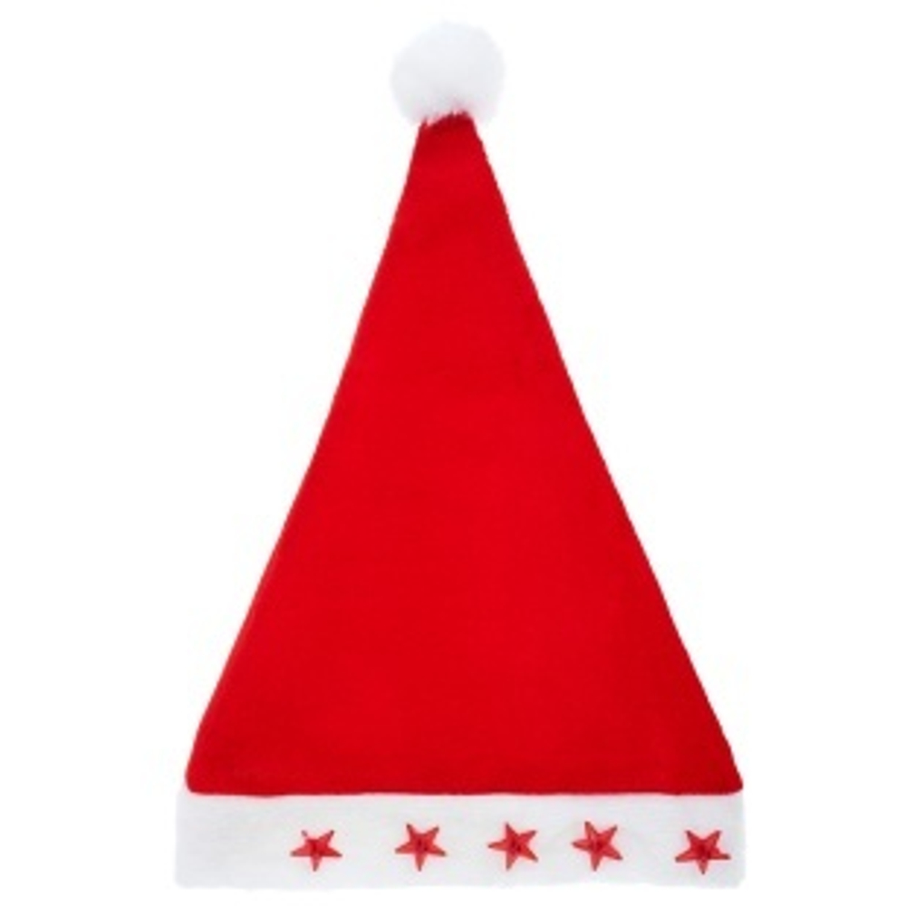 НГ Колпак Новогодний, Красные звезды, со светодиодами, Красный, 28*38 см, 1 шт.