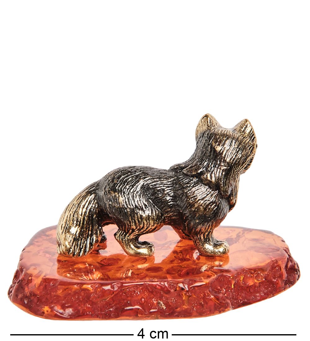Народные промыслы AM-1565 Фигурка «Лисенок» (латунь, янтарь)