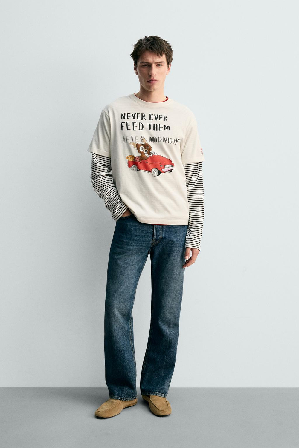 ZARA X DYLAN´S T-SHIRT CLUB ФУТБОЛКА С ИЛЛЮСТРАЦИЯМИ GREMLINS™ & ©, ЖЕЛТОВАТО-БЕЛЫЙ