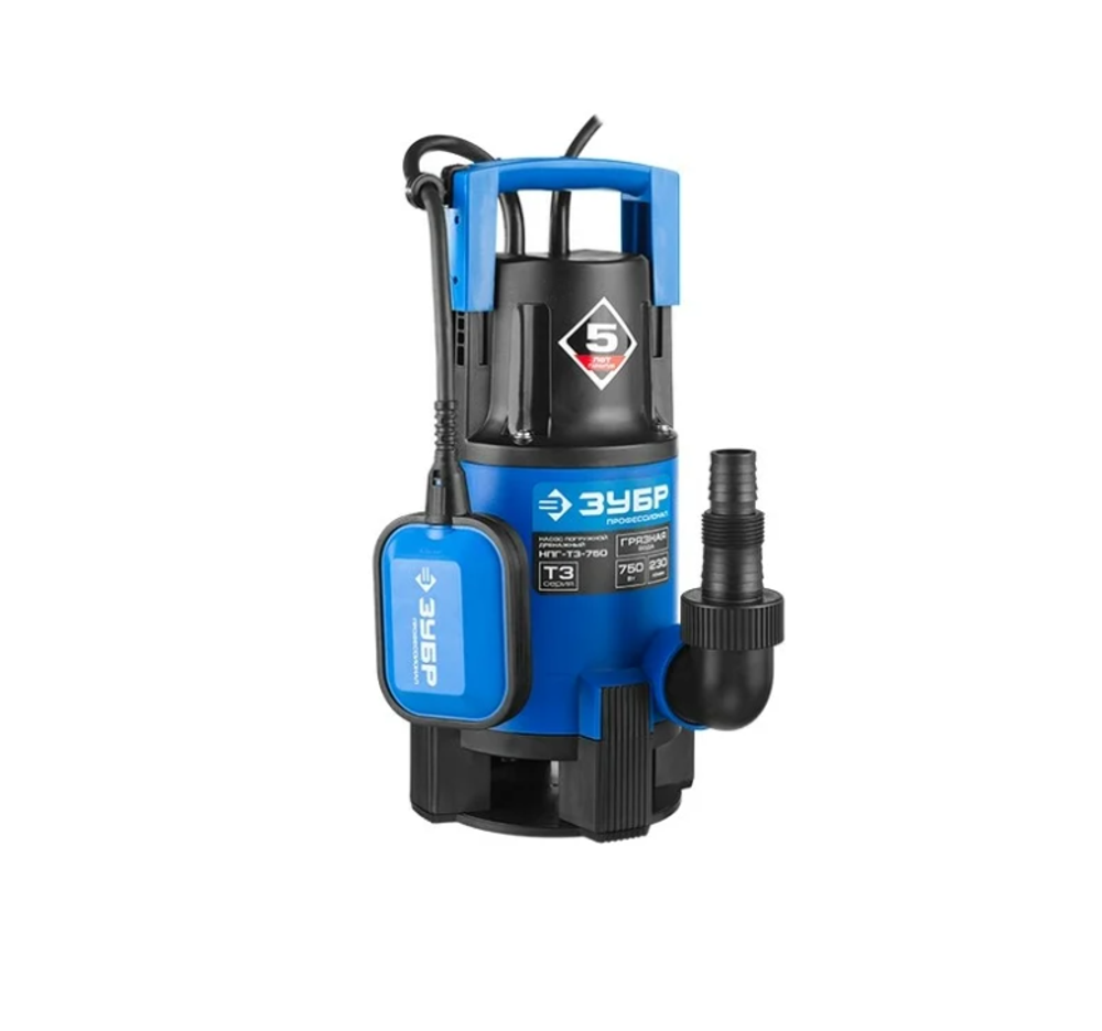 Дренажный насос для грязной воды Зубр Профессионал НПГ-Т3-750