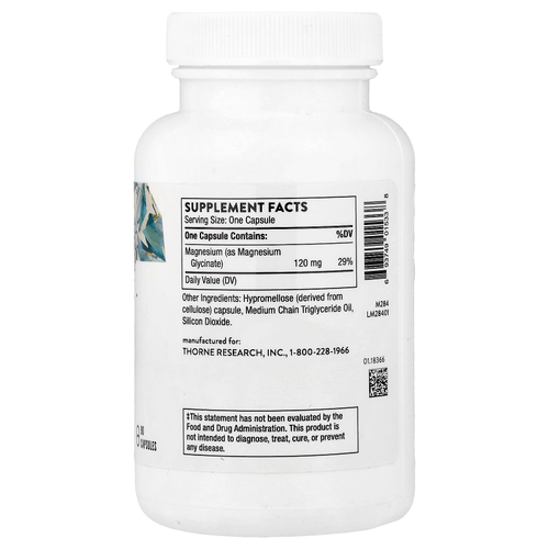 Thorne, глицинат магния, 90 капсул (120 мг в 1 капсуле)