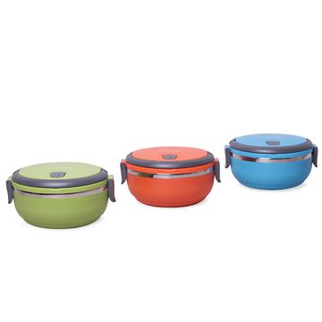 Ланч бокс 700 мл. круглый Kamille КМ-2105 (пластик, нержавеющая сталь)