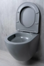 Унитаз подвесной Gid Tr2122TF-Lgm серый матовый, с крышкой микролифт, безободковый, слив-торнадо