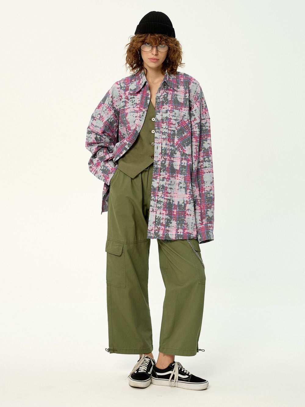 Рубашка Kraizy Stripes Destroy серо-розовая