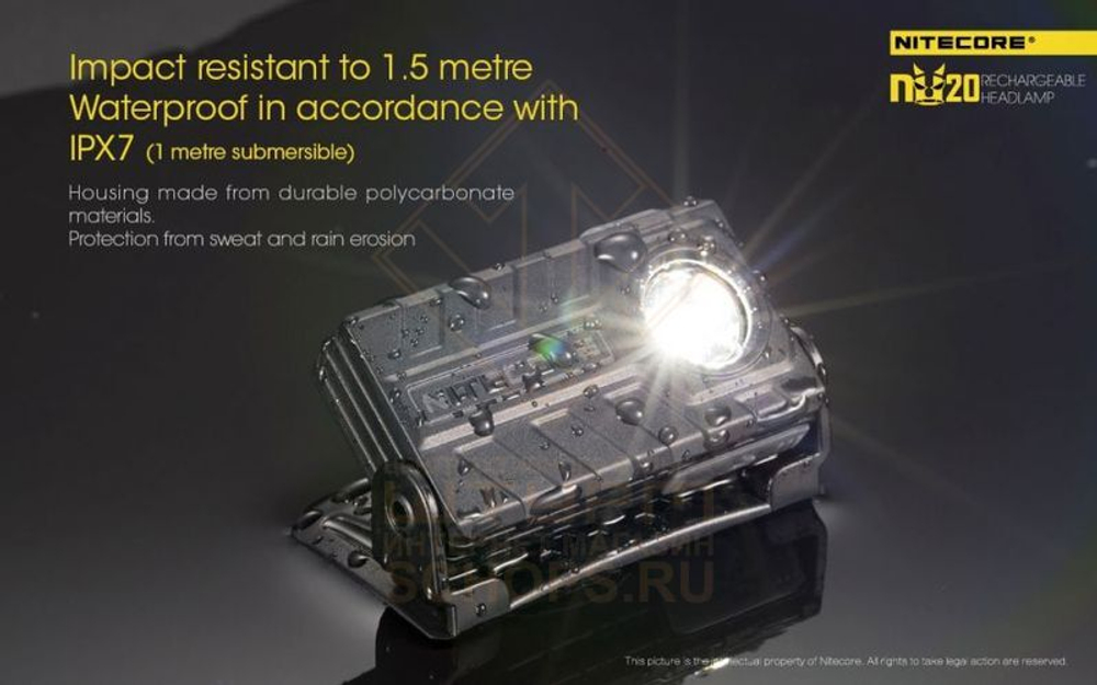 Фонарь налобный Nitecore NU20, Black
