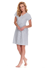 Удлиненная сорочка в морском стиле (Размер: S) (Цвет: белый с серым)