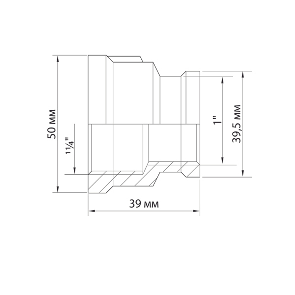 Муфта переходная 1 1/4'' - 1'' вн/вн VRT® никель