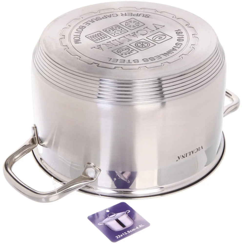 Кастрюля из нержавеющей стали VICALINA 4,8л, индукция, VL-1074-22