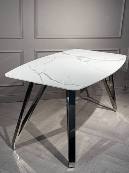 Стол обеденный Ist Casa Соар-2, 160х90х76 см, бело-серая керамика, хром серебро