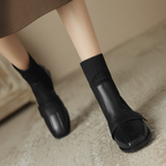 MINGRENYANSE Cow Leather Ankle Boots 4.5cm Women"s