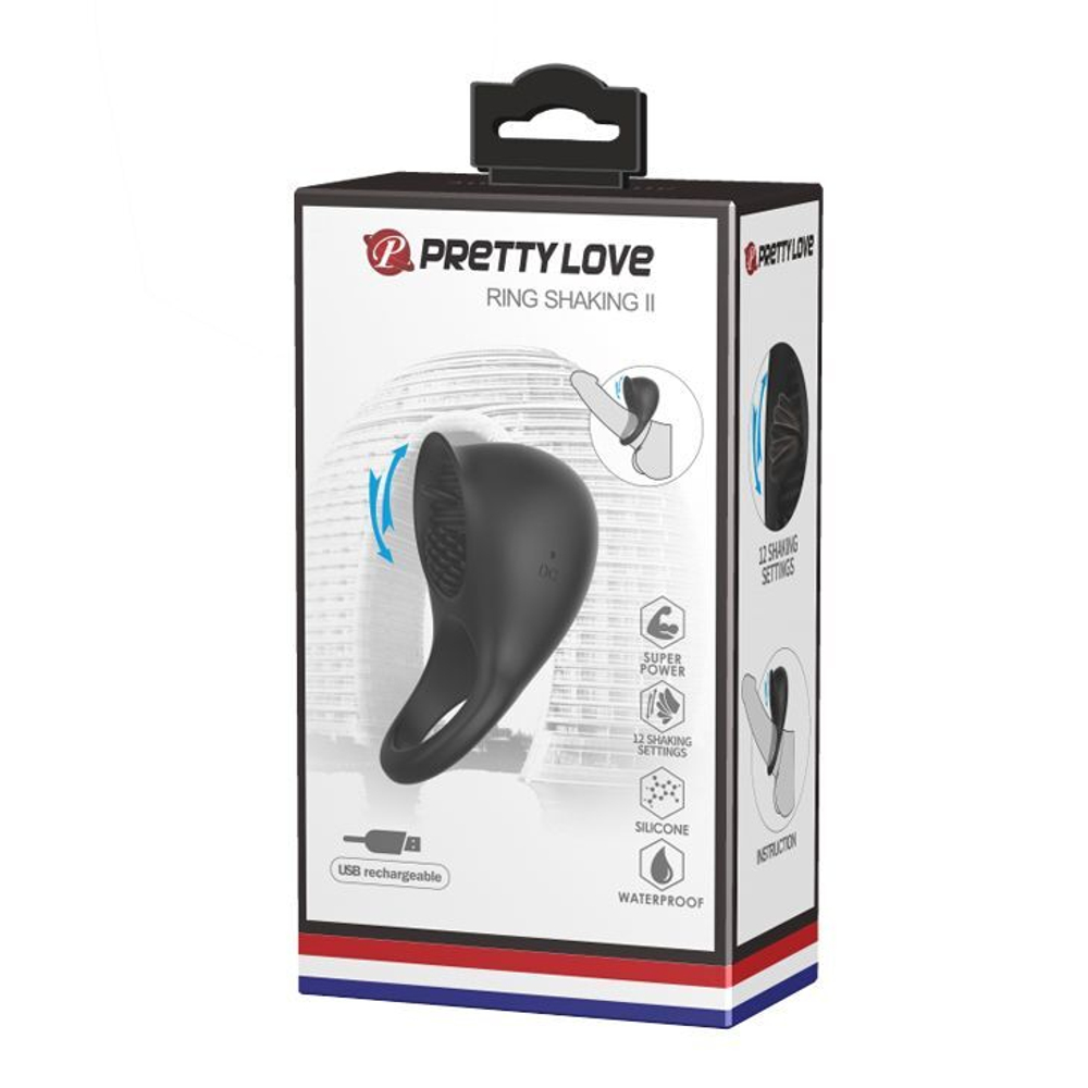 Черное эрекционное кольцо Ring Shaking II (Цвет: черный)