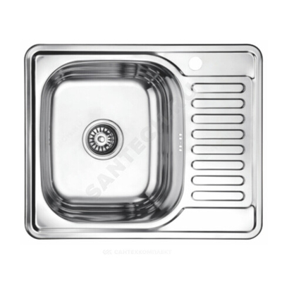 Мойка левосторонняя врезная Декор 580х480х180мм сталь нержавеющая с сифоном выпуск 3 1/2" Ledeme L65848-L