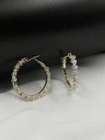 Серьги кольца из кристаллов, оттенок золото