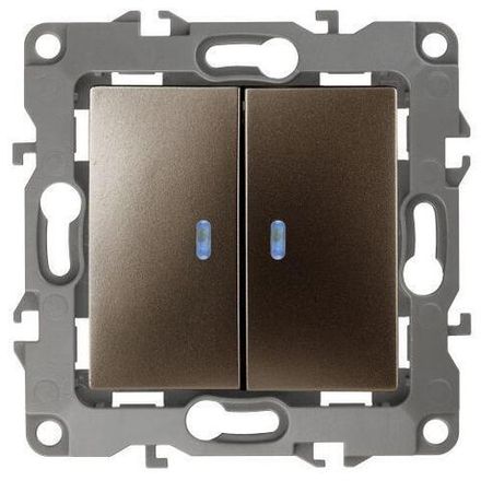 Выключатель 2-кл. СП Эра12 12-1105-13 10А IP20 250В 10AX с подсветкой механизм бронз. Эра Б0019292