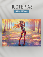 Постер плакат Аска В Лесу Evangelion Евангелион