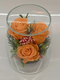 натуральные кустовые розы в стекле, вакуум*