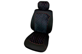 Чехлы на сидения Coolpart MAXIMAL ROMB - JJ-07-BLRD - Велюр черный/шов красный A (5предм)
