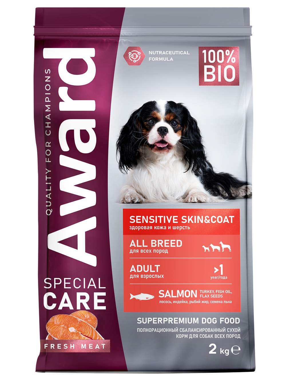 Сухой корм AWARD SPECIAL CARE Sensitive Skin&Coat для взрослых собак всех пород для здоровой кожи и шерсти со свежим лососем