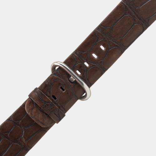 Ремешок для Apple Watch 44/45/46 mm из кожи крокодила, темно-коричневого цвета