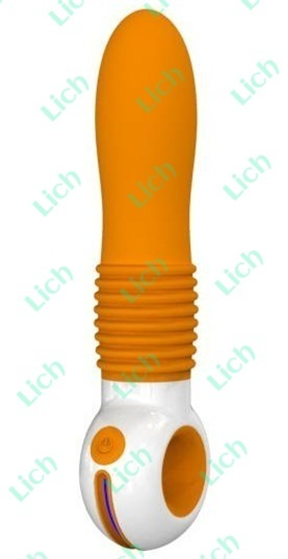 Оранжево-белый вибратор O-zone с рёбрышками