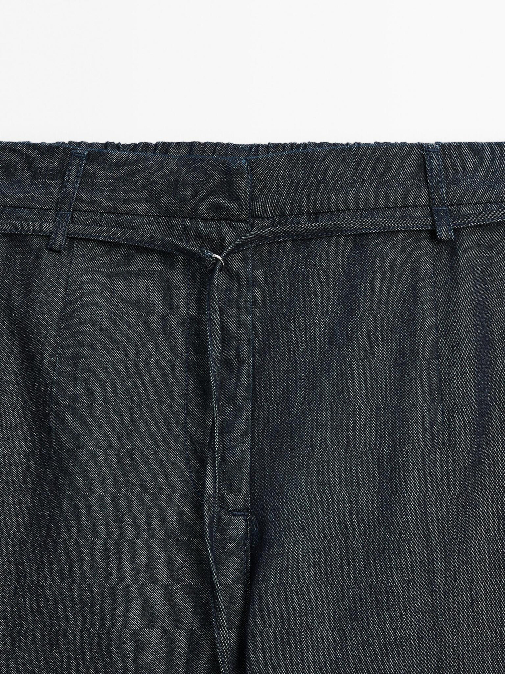 Massimo Dutti Джинсы с высокой талией и широкими штанинами, с ремнем, синий