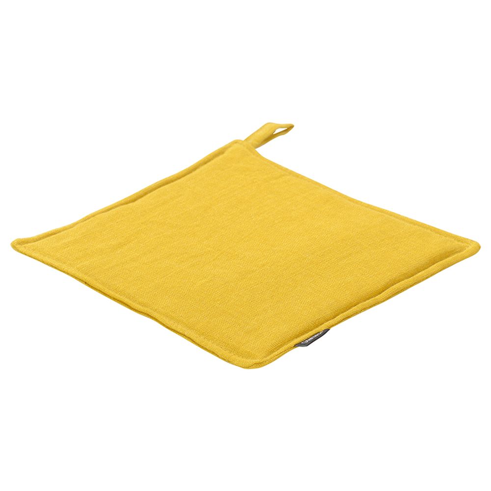Прихватка из стираного льна горчичного цвета из коллекции Essential, 22х22 см