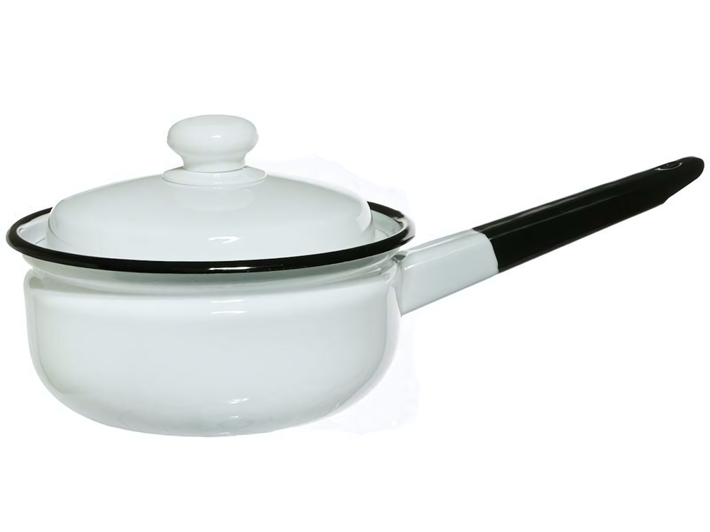 Ковш 1,5л эмалированный с крышкой без рисунка