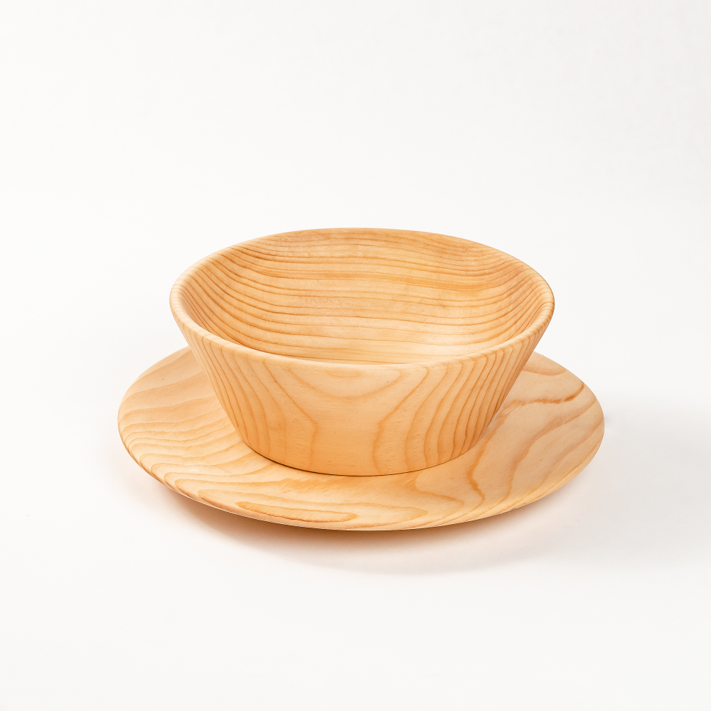 Набор деревянных тарелок из дерева сибирский кедр - 2 шт. TN73