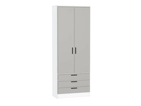 Шкаф двухстворчатый Стиль ШК-803 с ящиками Grey Silk Белый