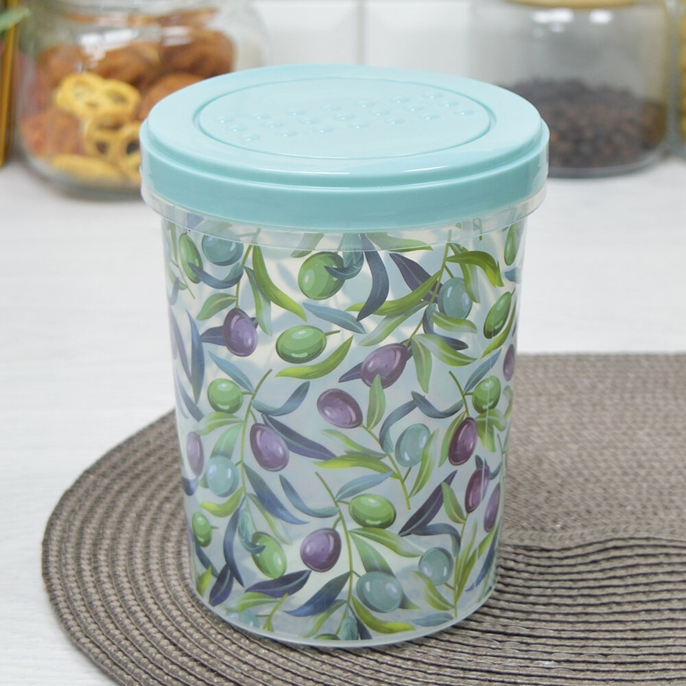 Банка с завинчивающейся крышкой 1л Asti с декором (зеленый)