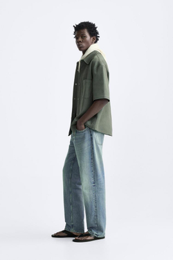 ZARA КОМФОРТНАЯ КУРТКА РУБАШЕЧНОГО КРОЯ С РЕЛЬЕФНЫМ УЗОРОМ, ОЛИВКОВЫЙ