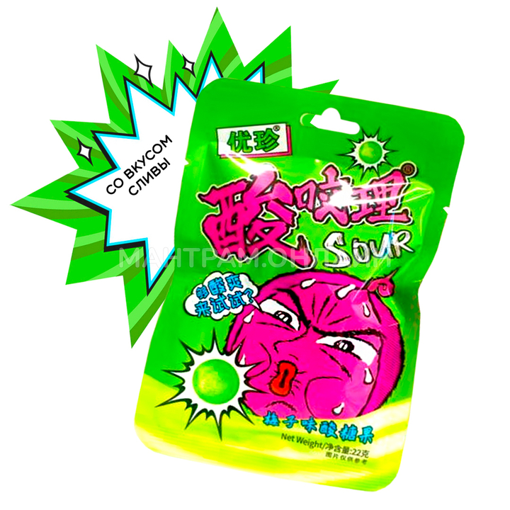 Конфеты кислые Ujane Food Sour Bites вкус слива 22 г