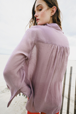 ZARA РУБАШКА С ШАРФОМ ZW COLLECTION, СИРЕНЕВЫЙ