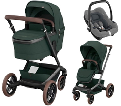 Детская коляска Maxi-Cosi Fame 3 в 1 с автокреслом CabrioFix Select grey Twillic Green/зеленый