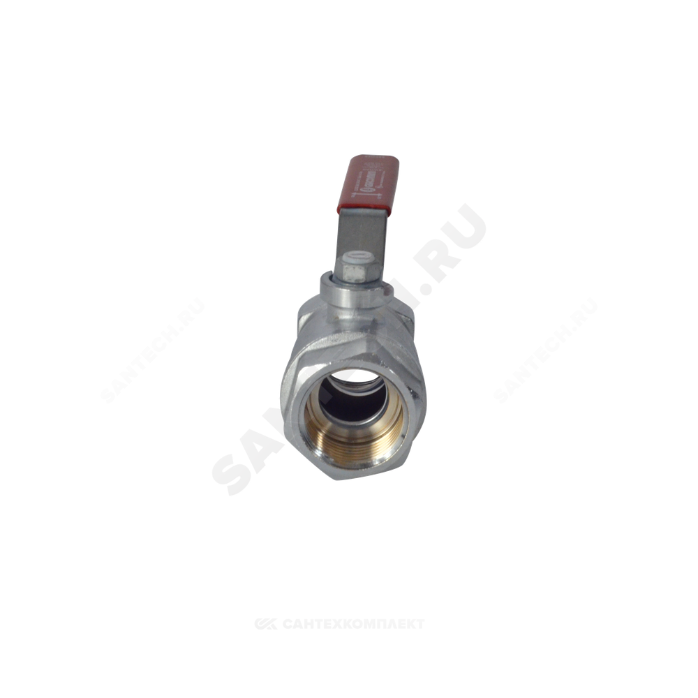 Кран шаровой латунь хром R250D Ду 32 Ру42 ВР рычаг красный Giacomini R250X006