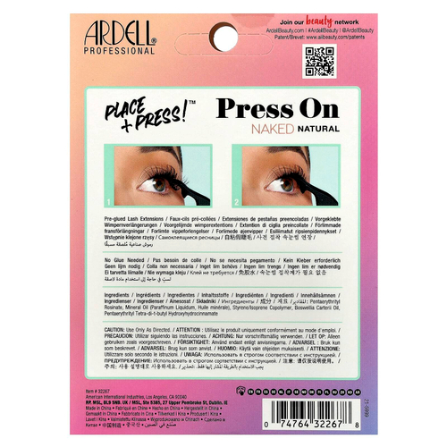 Ardell, Press On, Pre-Glued Underlash Extensions, Naked Natural, 30 предварительно приклеенных кластеров и аппликатор