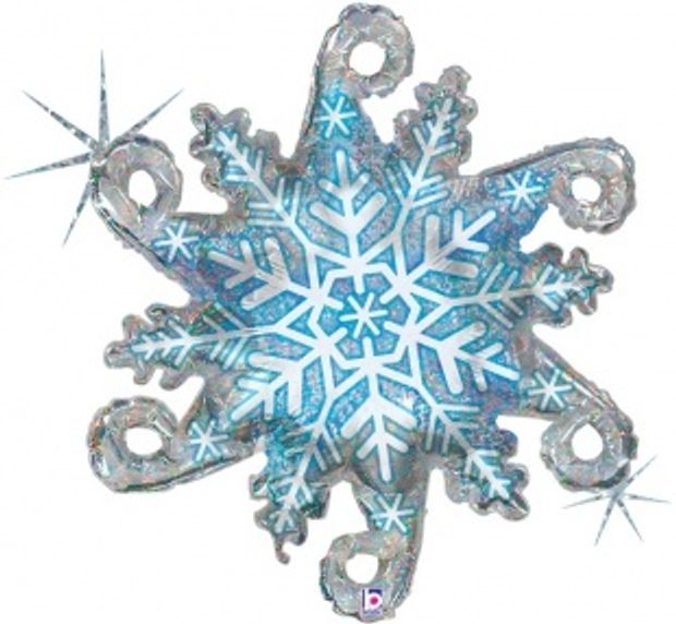 G Шар-фигура, фольга, НГ "Снежинка", голография (GRABO), 38"/97 см (БГ-)