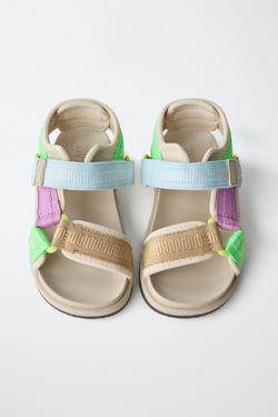 ZARA САНДАЛИИ ИЗ ВЫСОКОТЕХНОЛОГИЧНОЙ ТКАНИ, ЭКРЮ