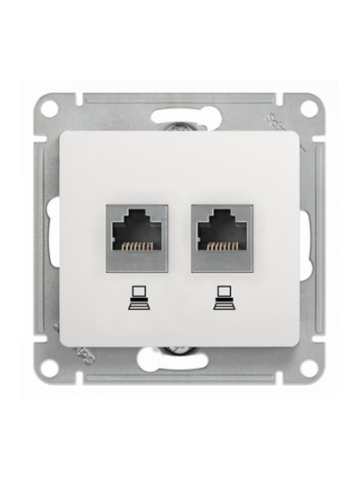 Розетка компьютерная 2-м Glossa RJ45 кат.5E механизм бел. SE GSL000185KK