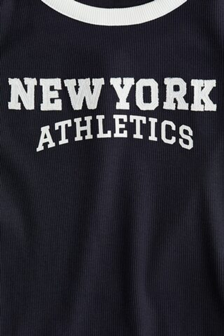 H&M Футболка из хлопка с принтом, темно-синий