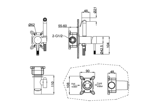 Boheme Смеситель гигиенический, Uno. Nickel Brush